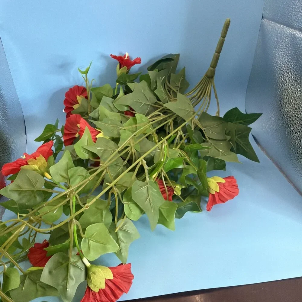 Artificial Flowers for Outdoors UV Resistant Fake Hanging Plants Red